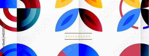 Colorful circles in a grid composition abstract background. Design for wallpaper, banner, background, landing page, wall art, invitation, prints, posters