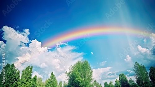 Fantastic Vivid Rainbow Sky view  Beautiful sky and clouds with rainbow background