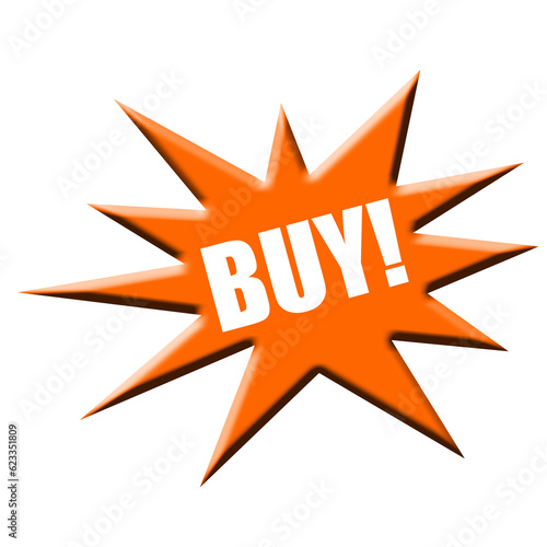 фотографія Digital composite Orange sales star with the text “BUY!”