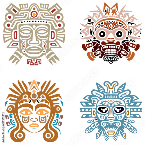 aztec mayan mask design graphic symbol
