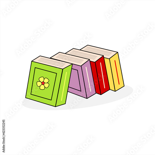 Stacks of books isolated on white background. Pile of books in a flat style. learning concept.