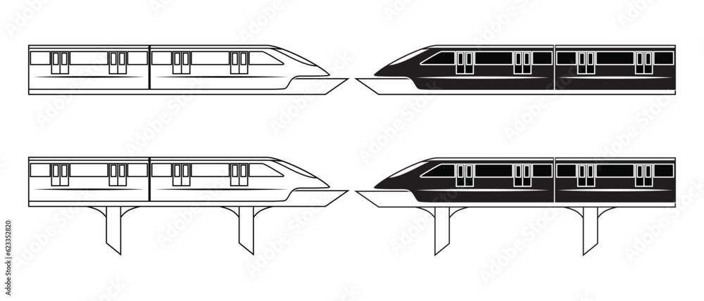 Monorail sky train logo icon drawing in black and white vector Monorail sky train logo icon drawing in black and white vector