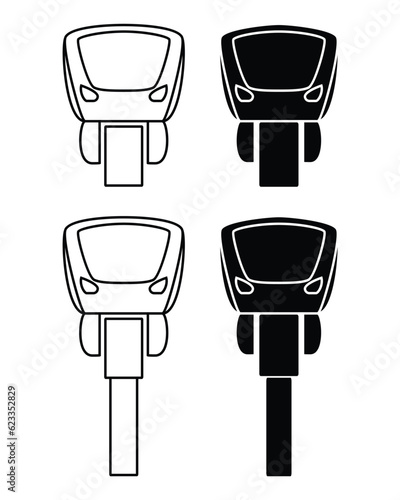 Concept of front view Monorail sky train logo icon drawing in black and white vector