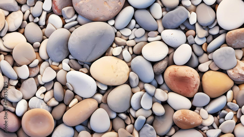 Beach pebble stones background. Generative ai design. photo