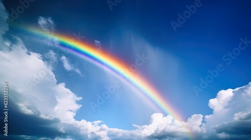 Fantastic Vivid Rainbow Sky view Beautiful sky and clouds with rainbow background © aporn