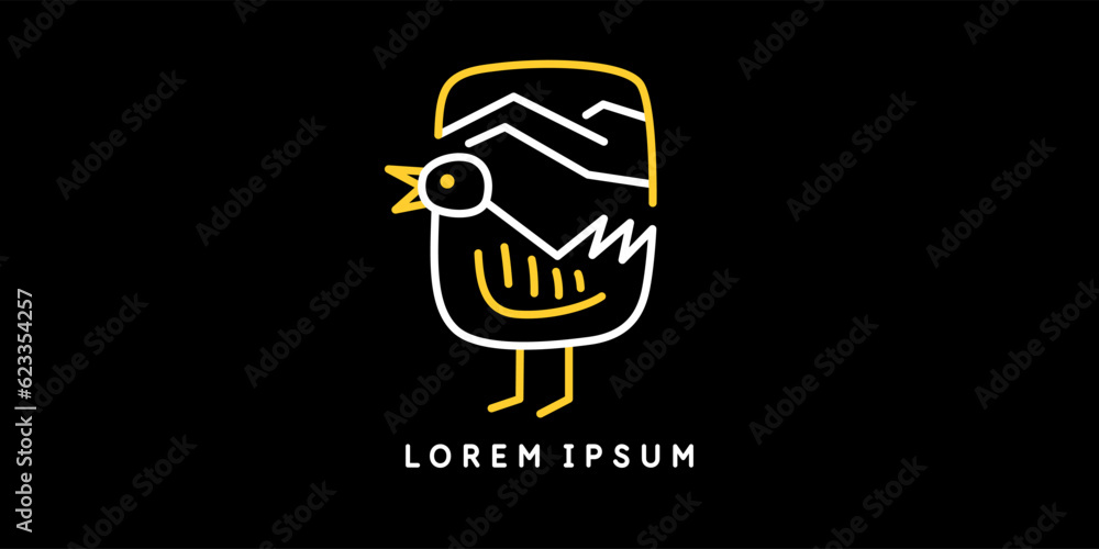 Fototapeta premium Minimalistic and stylish Bird emblem. Modern printing house. Illustration in a fashionable simple style.