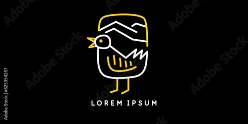 Fototapeta Naklejka Na Ścianę i Meble -  Minimalistic and stylish Bird emblem. Modern printing house. Illustration in a fashionable simple style.