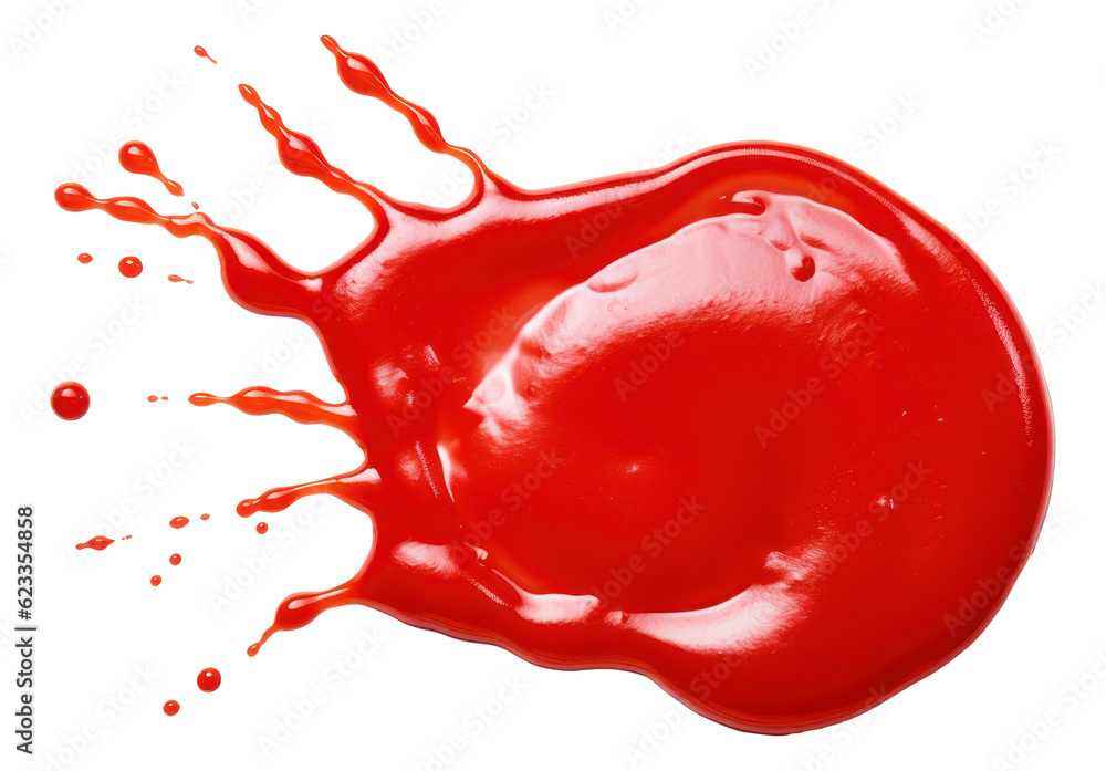 Wet stain of red tomato ketchup isolated. - obrazy, fototapety, plakaty 