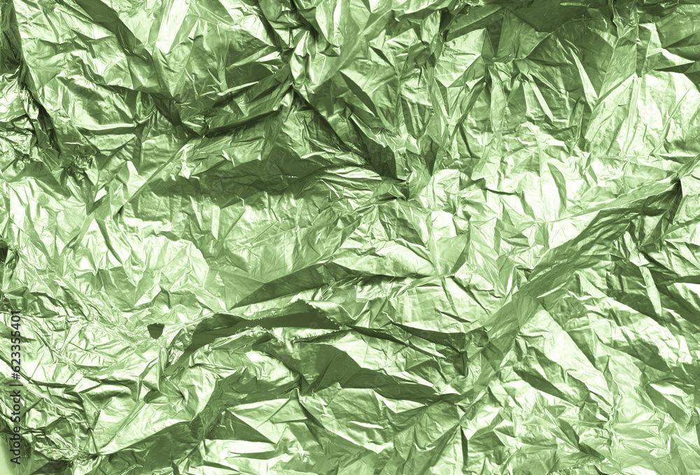Fototapeta premium green crumpled foil texture