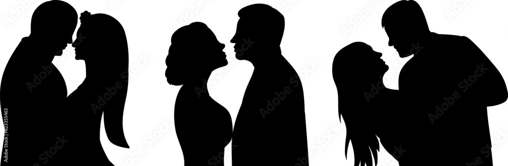 silhouette of a man and woman in love on a white background vector