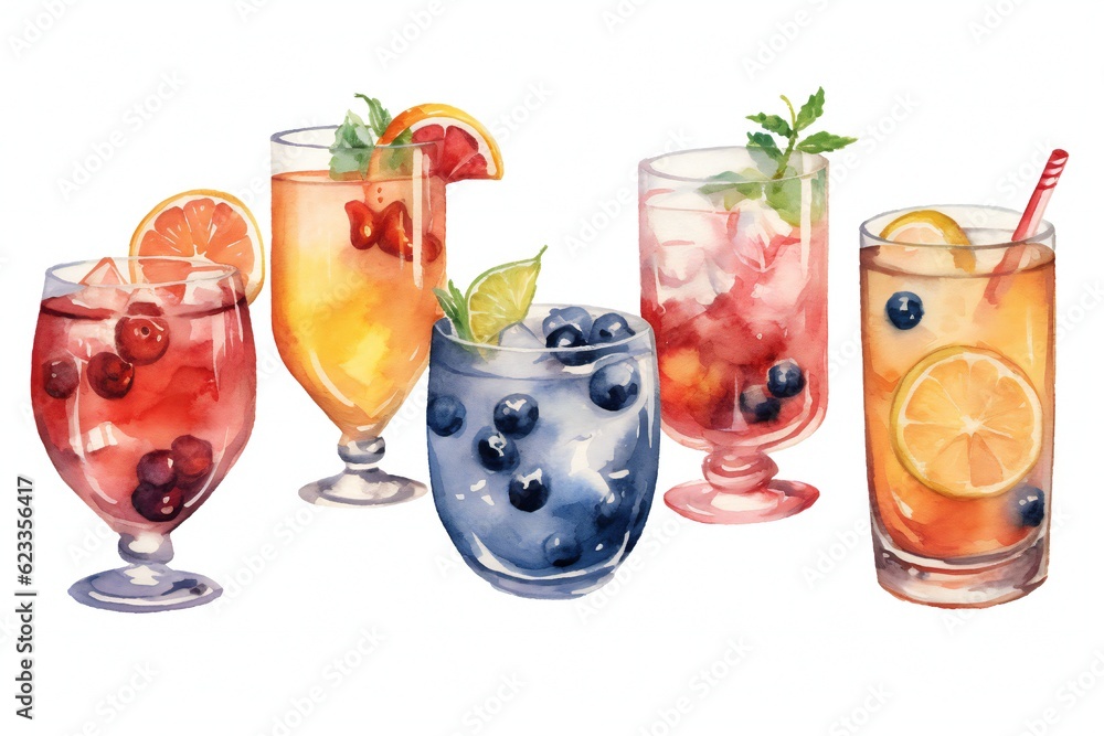 Drink and Cocktail Clip art on white background Generative AI Drink and Cocktail Clip art on white background Generative AI