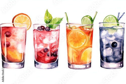 Drink and Cocktail Clip art on white background Generative AI