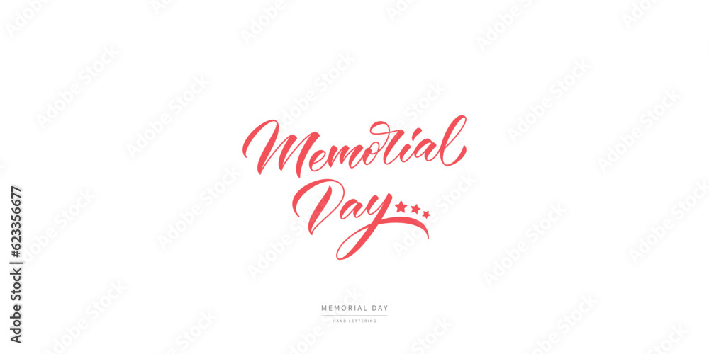 Memorial Day hand drawn text. Hand drawn lettering typography design. USA Memorial Day calligraphic inscription.