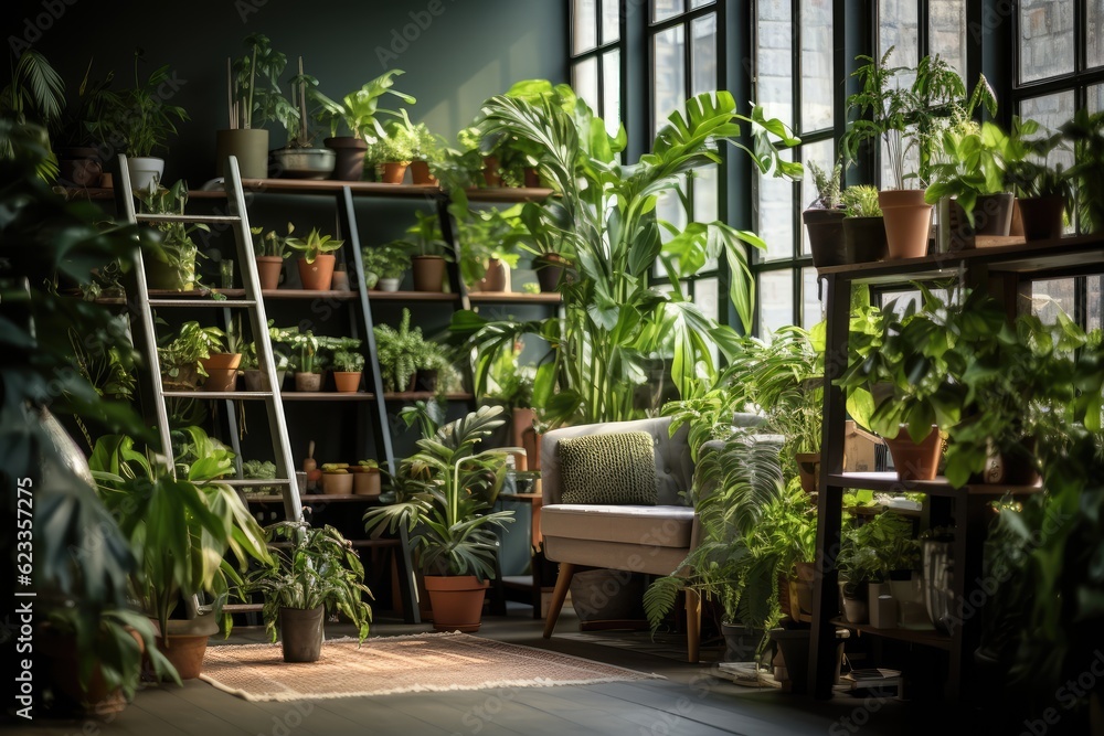 Indoor Plants in Modern Loft Apartment