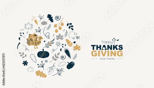 Happy Thanksgiving day card. Modern design.