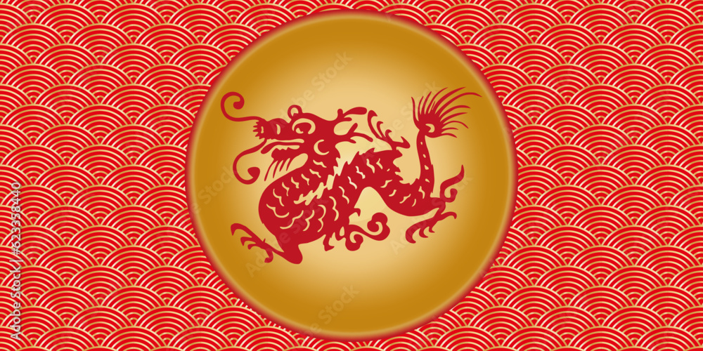 Chinese red Dragon. China lunar calendar animal 2024. Happy New year