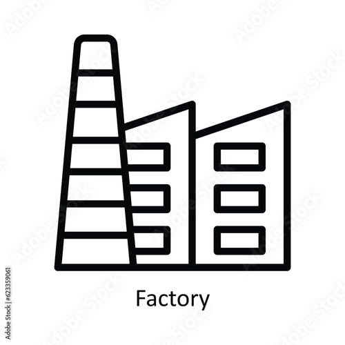 Factory Vector outline Icon Design illustration. Nature and ecology Symbol on White background EPS 10 File