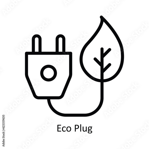 Eco Plug Vector  outline Icon Design illustration. Nature and ecology Symbol on White background EPS 10 File
