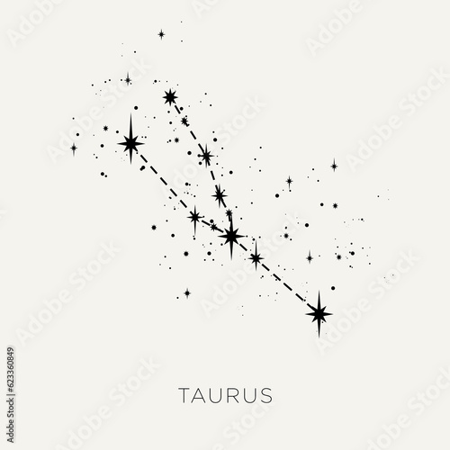Star constellation zodiac taurus line black white vector
