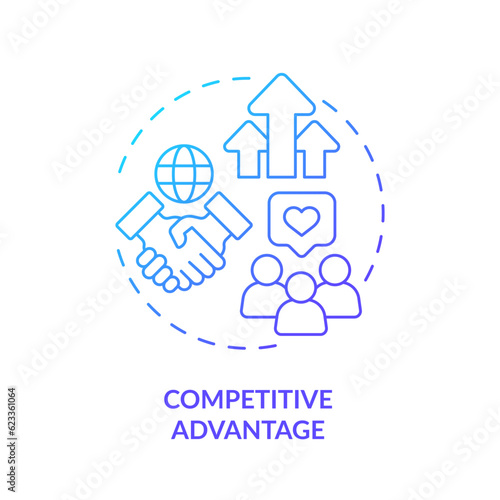2D gradient competitive advantage icon, isolated vector, foreign direct investment thin line illustration.