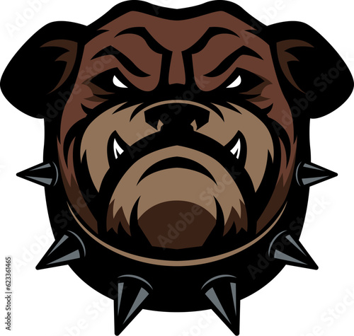 Angry dog head. Dog Mascot Head. Design element for logo, label, sign, badge.