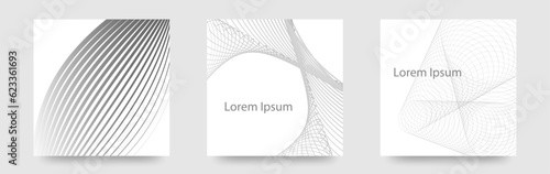 優しい色の交差する線のデザイングラデーションカードの　泳ぐ線　3デザインカードセット