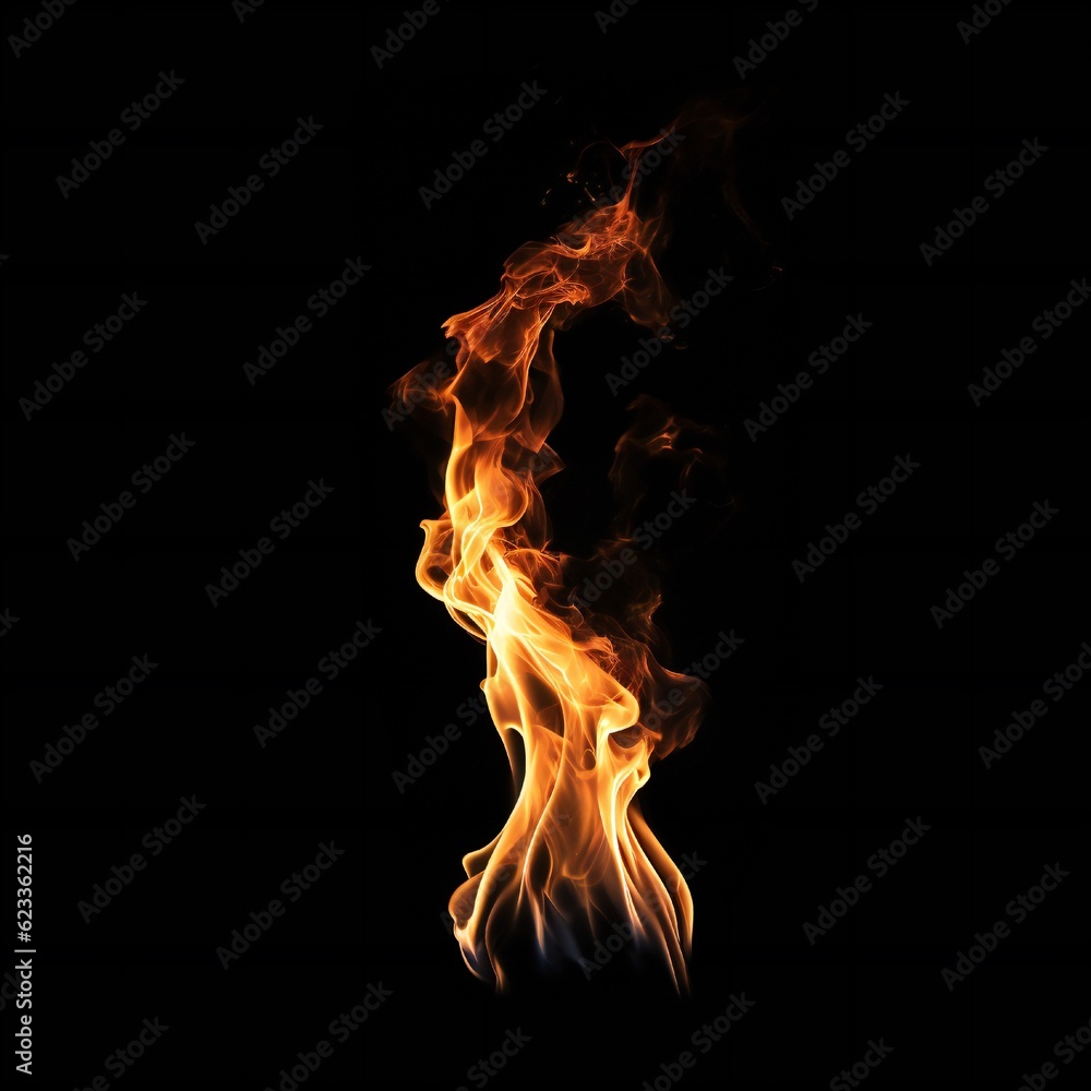Fototapeta premium Simple fire on black background Generative AI