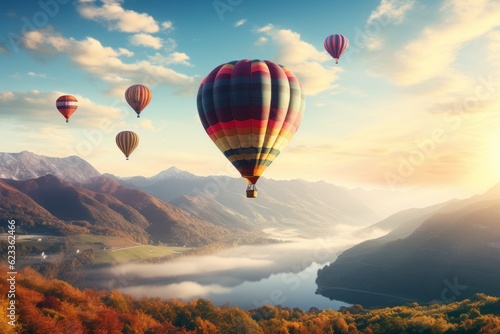 Landscape Photography_of Colorful Hot Air Balloons, Generative AI © Giantdesign