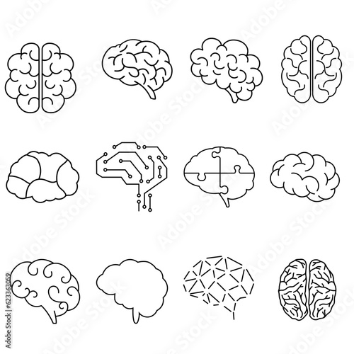 Brain icon vector set. Think illustration sign collection. Creative thinking symbol. Thoughts logo.
