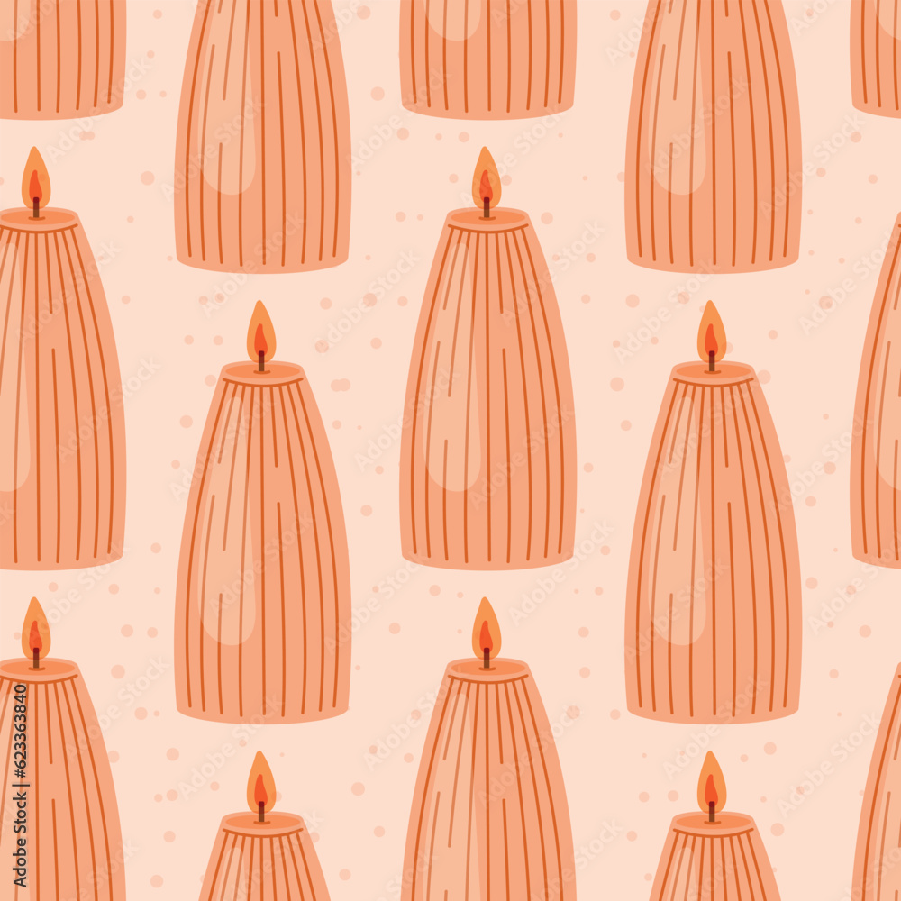 Fototapeta premium Decorative interior flat candle. Vector seamless pattern.