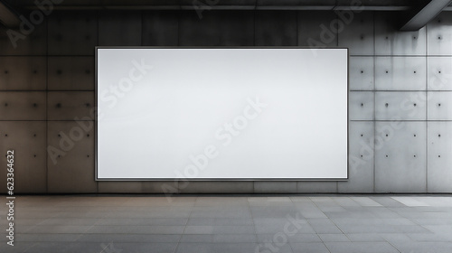 Billboard Mock up with screen in Urban environment. Business concept, indoor board, empty frame. Ad Placement. Ai generative
