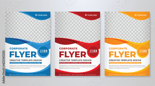 set of business flyer template with minimalist layout and modern style use for promotion kit and product publication