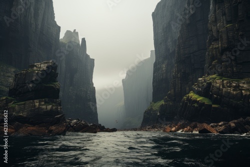 Landscape Photography of Dramatic Cliffs Overlooking, Generative AI