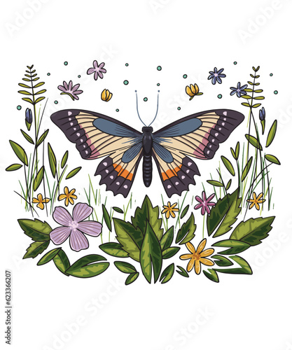 Butterfly with Flowers