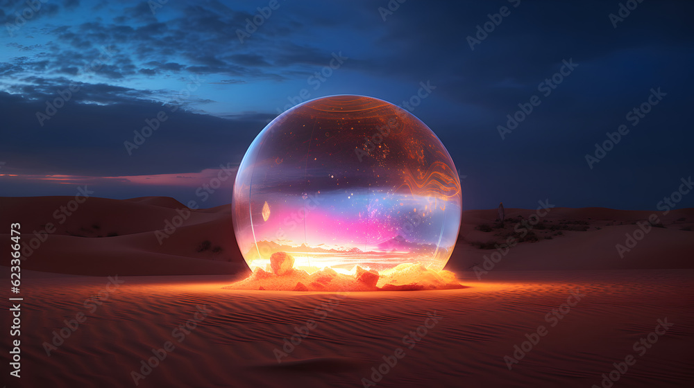 Light orb planet at the beach Light orb planet at the beach