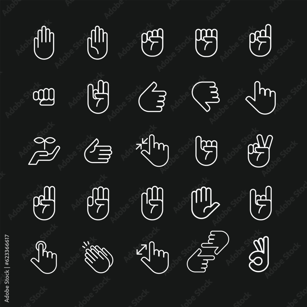 set of icons hand for web design set of icons hand for web design
