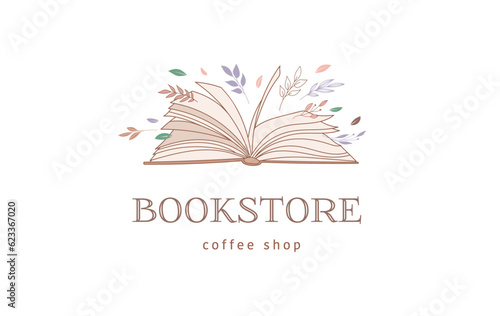 Hand drawn pastel colors books illustration, print and logo. Vintage vector art poster and banner.