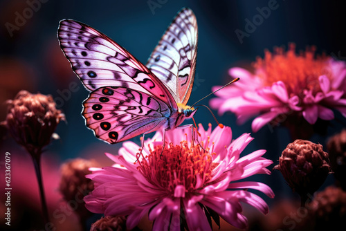 Butterfly on a pink flower © Veniamin Kraskov