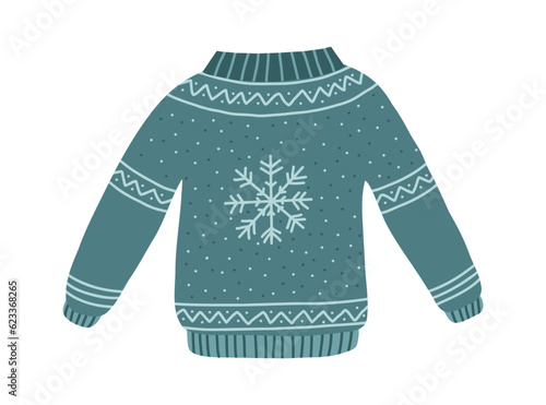Christmas ugly sweater. Xmas funny handmade jumpers. Vector print pullovers