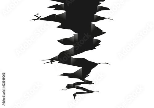Gap Or Cleft In The Ground On White Background