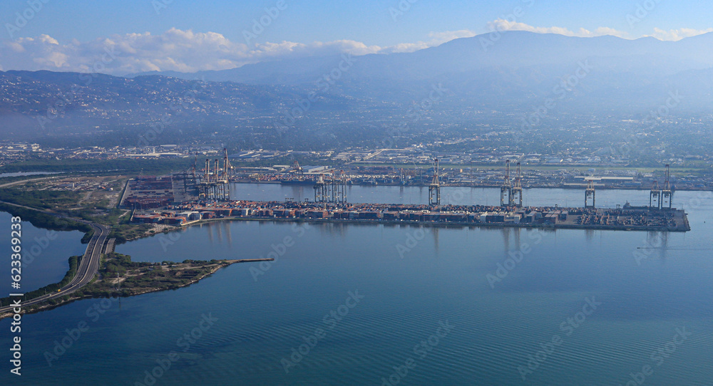 Fototapeta premium Aerial of the Kingston Wharf in Kingston Jamaica