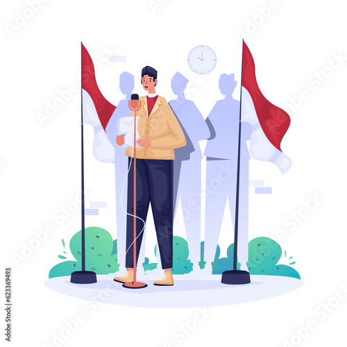 Illustration about speech of proclamation of Indonesian independence day