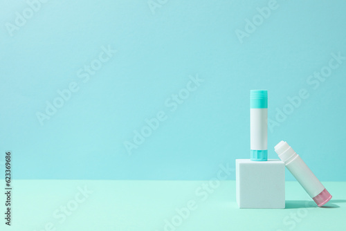 Concept of stationery accessories, glue with space for text