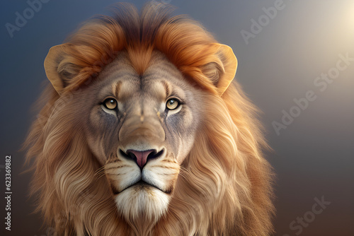 A close-up of a majestic lion. © KI