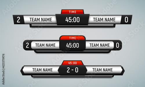 Sport scoreboard with time and result display. Vector template for your design.