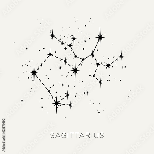 Star constellation zodiac sagittarius line black white vector