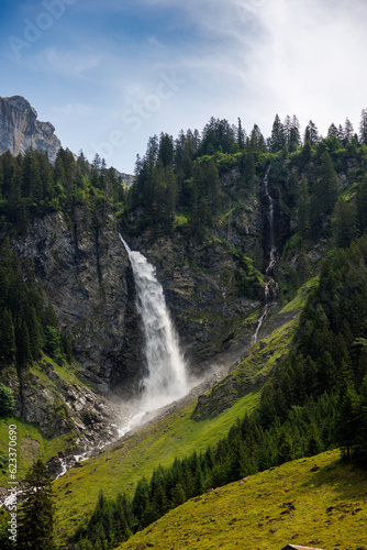 Stäuber Waterfall in Schächental, Uri in summer