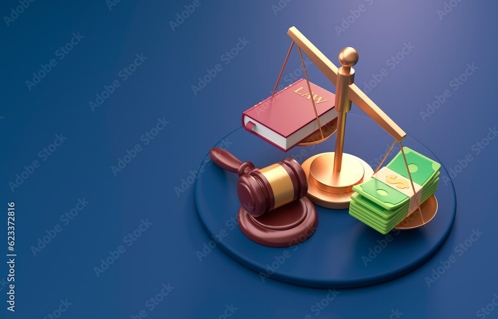 Money or Law. 3D Illustration