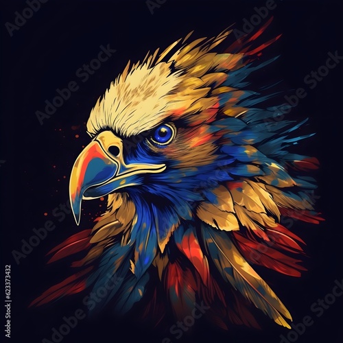 Colorful Tribal Philippine Eagle Art Generative AI