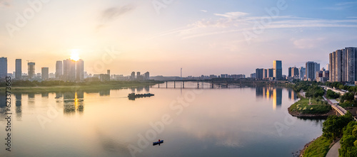 Sunset and evening scenery of Xiangjiang River